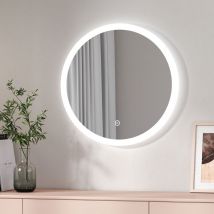 EMKE Round LED Illuminated Bathroom Mirror with Light Dimmable Backlit Makeup Mirror with Demister 600mm