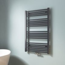Scaldasalviette Ad Acqua Calda, Radiatore Scaldasalviette Con Collegamento Centralizzato Antracite 100x60cm 498 Watt - Emke