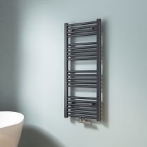 Scaldasalviette Ad Acqua Calda, Radiatore Scaldasalviette Con Collegamento Centralizzato Antracite 100x40cm 356 Watt - Emke