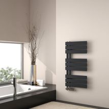 Emke - Scaldasalviette ad acqua calda, 762x400mm - Scaldasalviette piatto Nero opaco