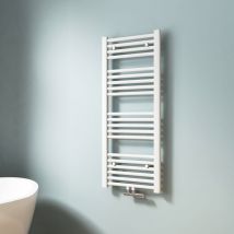 EMKE Secador de toallas de agua caliente , Radiador toallero con conexión central Blanco 100x40cm 352 Watts