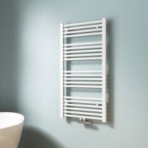 Secador de toallas de agua caliente, Radiador toallero con conexión central Blanco 100x50cm 427 Watts - Emke