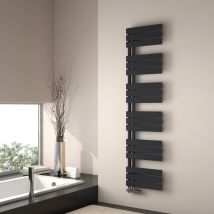 Sèche-serviette eau chaude, 1599x400mm - Sèche-serviettes Panneau Plat Noir mat - Emke