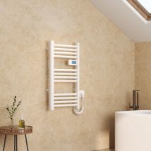 Sèche-serviette électrique Aluminium Commande tactile Température réglable - 750 x 400 mm Blanc 180W - Emke