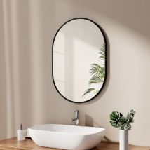 Specchi semplici per bagno ovale, specchio da parete con specchio da bagno con cornice nera - 50x70 cm orizzontale/verticale - Emke