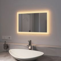 Specchio Bagno con Luce 60 x 40 cm, Specchio Bagno led Luce Calda 3000K - Emke