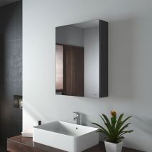Emke - Spiegelschrank mit Spiegel unsichtbarer Griff Wandspiegel mit Badschrankmit höhenverstellbarem badezimmerschrank Laminat (Schwarz, 50x65cm)