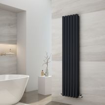 Emke - Stylish Vertical Oval Column Radiator Central Heating Radiator for Modern Homes in Anthracite, 160x35cm