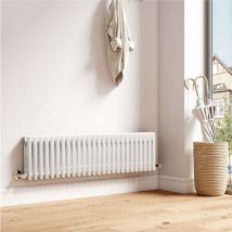 Emke - Traditional Cast Iron Style Radiator Central Heating Rads White Horizontal 3 Column 300x1190mm