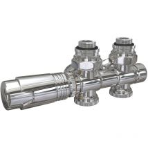Válvula de radiador, válvula angular, válvula termostática, kit multibloque con controlador de temperatura (cromada) - Emke
