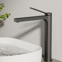 Emke - Wasserhahn Waschbeckenarmaturen 335 x 233 x 46 mm Anthrazit Mischbatterie Küchenarmatur mit Luftsprudler Waschtischarmatur