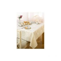 Emma Barclay - Damask Rose Tablecloth, Cream, 50 x 70 Inch - Cream