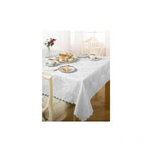 Emma Barclay - Damask Rose Tablecloth, White, 50 x 70 Inch - White