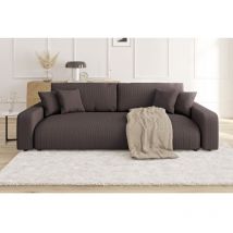 Emma - Sofa mit Schlaffunktion und Bettkasten in Dunkelbraun Cord-Stoff schöner Sitzkomfort