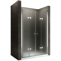 EMMY Porte de douche pliante pivotante H 185 cm largeur réglable 100 à 104 cm verre opaque