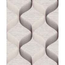 Edem - Empapelado estilo retro 1034-14 Papel pintado vinílico texturado con dibujo gráfico destellante crema beige marrón 5,33 m2