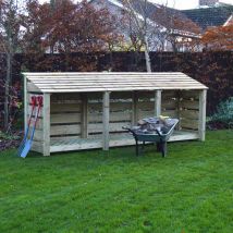 Rutland County Garden Furniture Ltd - Empingham 4ft Log Store - L80 x W340 x H128 cm - Light Green