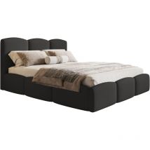 Emporius - Lit Double 160x200 Roma Slim - lit double avec Rangement, tissu bouclé (Noir - Anthology 19)