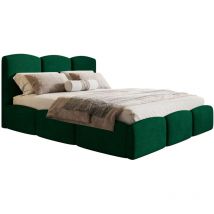 Emporius - Lit Double 140x200 Roma Slim - lit double avec Rangement, tissu velvet (Vert - Amor Velvet 4311)