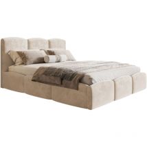 Emporius Lit Double 140x200 Roma Slim - lit double avec Rangement, tissu velvet (Beige - Amor Velvet 4304)