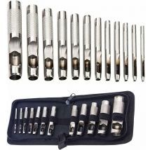 Emporte-pièce Poinçon Creux en Cuir Kit d'Outil de Poinçonnage,pour le Cuir, Bande de Montre, Toile, Oeillet 3mm-19mm (Métal) 12 Pcs