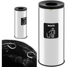Ulsonix - Poubelle ronde de tri des déchets en argent, 45 l - déchets mixtes