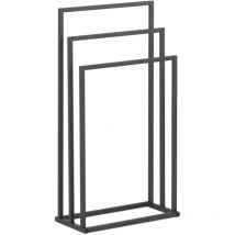 Porte-Serviette Sur Pied 3 Barres De 45 cm Supports Acier Gris Salle De Bain 6Kg