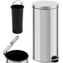 Poubelle à Pédale Pour Salle Bain Bureau Cuisine Acier Inoxydable Brillant 30l