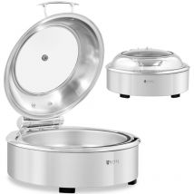 Royal Catering - Chafing Dish Professionnel Bain-Marie Chauffe-Plat Couvercle à Hublot Rond 5,5L