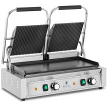 Royal Catering - Machine à Panini Double Plancha Électrique Professionnelle 3600W Lisse + Rainuré