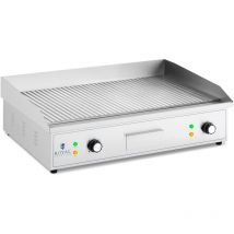 Royal Catering - Plancha Électrique Professionnelle Plaque Cuisson Rainurée Fer 70x40cm 4,4kW