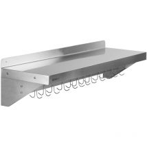 Mahlzeit - Mensola a parete in acciaio inox 120 x 30 cm, mensola pieghevole con pratica guida a gancio