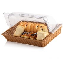 Mahlzeit - Cestino per pane in rattan con coperchio avvolgibile, 53,5 x 33 x 25 cm, cestino intrecciato per pane e frutta