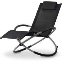Lettino relax CampFeuer, nero, lettino da giardino pieghevole, lettino a dondolo, sedia a dondolo