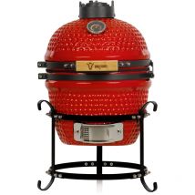 Kamado Grill a carbonella ø 32 cm "haiiro" con griglia e termometro, rosso - Bbq-toro