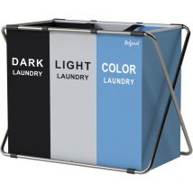 Cestino per la biancheria Zelsius 3 scomparti pieghevole, blu, 77 x 40 x 57,5 cm, Cesto portabiancheria, selezionatore per il bucato