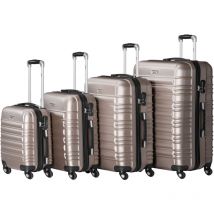 Set di valigette Zelsius 4 pezzi, colori champagne, valigetta rigida in abs con chiusura a combinazione e divisorio interno