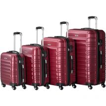 Set di valigette Zelsius 4 pezzi, rosso, valigetta rigida in abs con chiusura a combinazione e divisorio interno