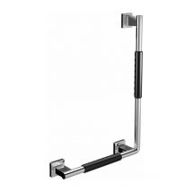 Banyo - Empuñadura Emco system 2 izquierda en ángulo de 90 grados con revestimiento cromado / negro
