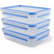 Emsa, Set Contenitori Salvafreschezza Clip&Close 3x1.2Litri, Contenitori Ermetici per Alimenti, Contenitori Plastica Rettangolari con Chiusura