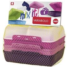 Emsa – 517052 – Boite de stockage – 4 pièces – Dimensions : 16 x 11 x 14 cm – Plastique multicolore