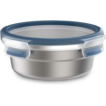 N11502 clip & close boîte de conservation ronde en acier inoxydable 0,7 l durable acier inoxydable léger anti-fuite, résist - Emsa