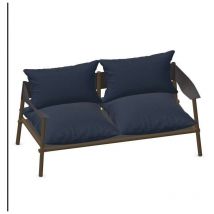 Termmare Divano Due Posti Marrone India Cuscino Blu Trama Stretta 900/79