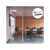 Bisagra para puerta de cristal con embellecedor, bisagra horizontal con pala de 40mm, para puerta de 8-12mm, aluminio y acero, gris metalizado