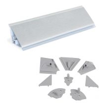 emuca lote de 2 copetes triangulares para cocina plasline con accesorios de instalación, 2 barras de longitud 2.35m, plástico, anodizado satinado