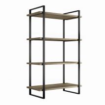Kit de Lader kit d'étagères avec cadre et étagères, hauteur 1150mm, Acier, Peint noir et Bois - Emuca