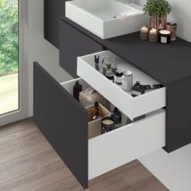 Emuca - kit de cajón para cocina o baño vertex de altura 93mm con regulación 3d, tableros incluidos, módulo 600mm, pintado blanco
