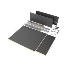 Emuca - kit de cajón para cocina o baño vertex de altura 178mm con regulación 3d, tableros incluidos, módulo 450mm, gris antracita