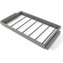 Emuca Kit de pantalonero de 7 varillas y bastidor regulable Quartz para armarios, guías de cierre suave y extracción total, Módulo 90cm, Acabado