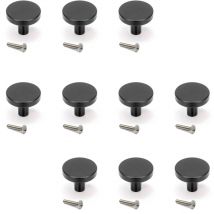 Emuca - Lot de 10 boutons pour meubles Uppsala, diamètre 30mm, Aluminium, Peint en noir